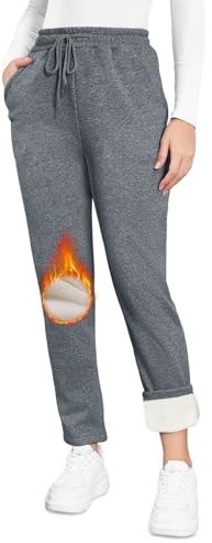 Warme Jogginghose Damen Winter Jogginghose Thermo Sherpa-Fütterung | Fleece Hose Damen Winterhose - 2 Taschen | Hohe Taille | Kordelzug | Verdickte Outdoor Damen Freizeithose Sweathose