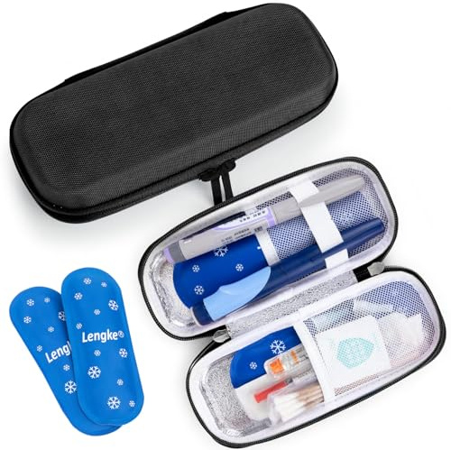 SUNMON Borsa Termica per Insulina, Porta per il Trasporto di Diabetici, Borsa Refrigerante Portatile con 2 Borse per il Ghiaccio, per Penna per Insulina e Forniture per Diabetici (Nero)