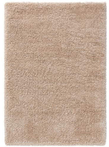 benuta Pop Hochflorteppich AVA - Beige 140x200 cm - Kunstfaser - Rechteckig & im Style: Uni, Hygge & Cozy, Minimalistisch - Pflegeleicht für Wohnzimmer Schlafzimmer