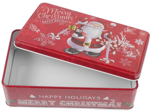 WHAMVOX Christmas Tinplate Cookie Box Candy Treat Container for Shortbread Biscuits