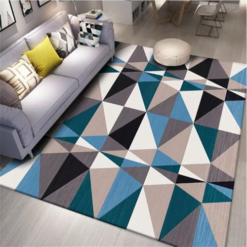 Kunsen 120X160CM Teppich Schlafzimmer Groß Wohnzimmer einfache und modische Dekoration Bereich Rutschfester Mehrfarbig Haus Bettumrandung