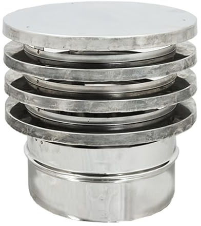 ALLINOX Terminale ZARA Antivento e Antipioggia In ACCIAIO INOX Comignolo Canna Fumaria Per Camino Con Base Tonda Stufa a Legna o Pellet INNESTO MASCHIO (DN 80)