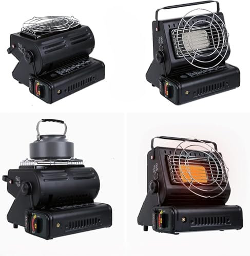 DWD® Camping Gas Heater/Stove 2 in 1 Portable Compact Mobile Caravan Outdoor Fishing Butane Gas 1.3kW Heating Element Safety Grill Automatic Ignition System Carry Handle,Hiking,Emergency Cooking& Heat