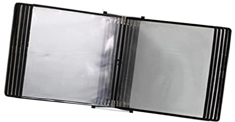 UZAMIRLEX Wandmontiert Poster Flip Holder Buch Display, mit 10 doppelseitigen Taschen, Dokumenten-Organizer aus PVC und Metall(Black)