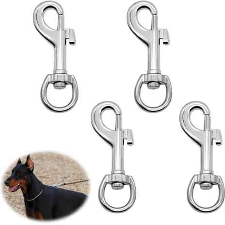 4 mosquetones con articulación giratoria, 68 mm de longitud, mosquetón giratorio de aleación, hebilla estable y versátil para correa de perro, collares de animales, montañismo, llaveros, actividades