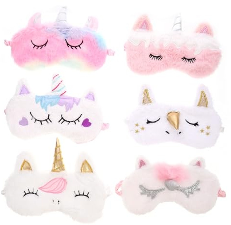 Homoyoyo 6 piezas Máscara de Ojos de Unicornio Diseño Contorneado Bloqueo Total de Luz para y Descanso Casa