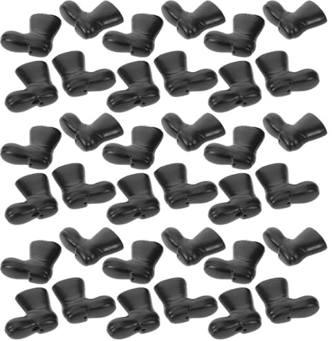 Homoyoyo 100pcs Miniature Santa Claus Boots, Doll Plastic Rain Shoes Dollhouse Christmas Shoes Models for DIY Craft Project Christmas Table Centerpiece Holiday Ornaments Black