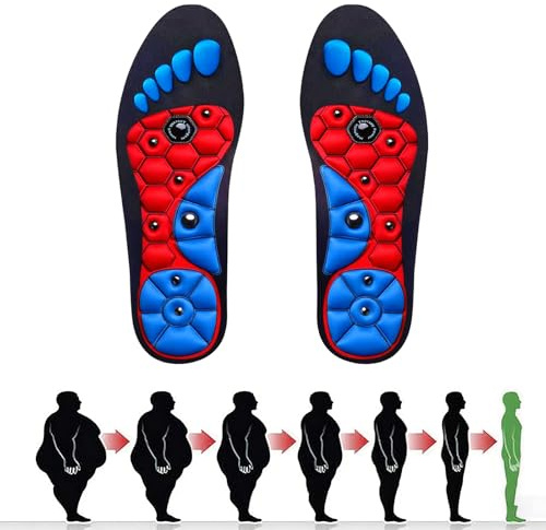 Magnetische Einlegesohlen, 1 Paar Magnetische Massage Gel Einlegesohlen, Akupressur Einlegesohlen Herrn Damen, Reflexologie Korrektur Fußbett Neutralisiert Belastungen Ferse Fußgewölbe(Schwarz, 40-43)
