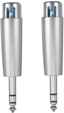 Sewroro 2 pièces Adaptateur Audio Broches XLR Femelle Pouce TRS vers XLR Broches Connecteur Nickelé Cuivre Lot pour Microphone Plug and Play Conversion Haute du Signal Sonore