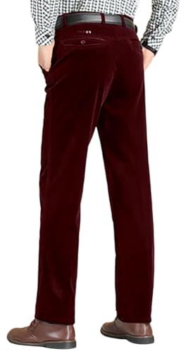 Oanviso Homme Pantalon en Velours Chino Pantalons avec Poches Hiver Chaud Vintage Baggy Doux Élastique Business Jambe Large Pants de Costume Coupe Droite