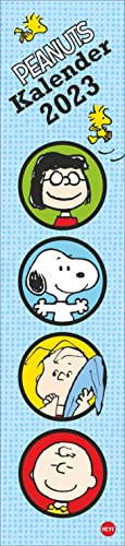 Peanuts - Planificador superlargo 2023 – Calendario humor – Dibujos animados – Calendario de rayas – Planificador – Calendario de pared con calendario mensual – 16 x 69,5 cm