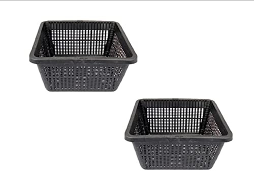 19cm Square Water Garden Aquatic Mesh Pond Plant Flower Basket Pack of 2, PondH2o Plastic Slotted Mesh Water Garden Planting Pots Baskets | VALUE PACK