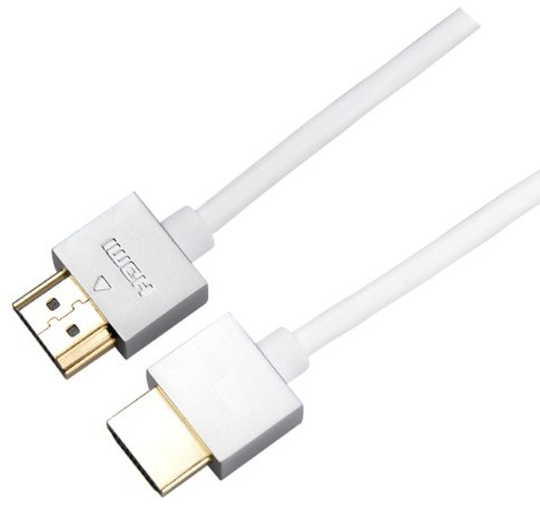 C4A Thin White 3m High Speed HDMI Cable/Small HDMI Plugs and Flexible Cable/Ideal for Wall Mounted TV's / 4k Resolution