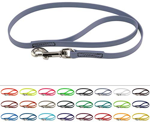 LENNIE BioThane Führleine, 19mm breit, 1,25m lang, Grau, mit Handschlaufe, genäht