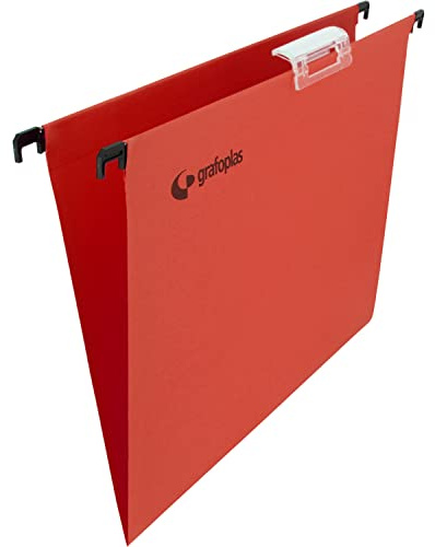 grafoplas – Paket 10 UDS Hängemappe, A4, mit Sucher Top Short 65 mm Lupe Effekt rot -