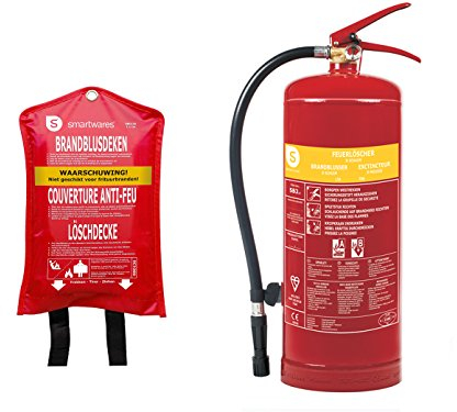 Set: estintore in schiuma estintore, 3 litri, classe antincendio AB + coperta estintore.