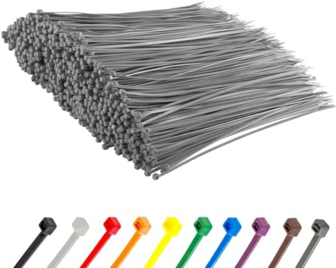 Gocableties Kabelbinder Silber 1000 Stück 200 x 4,8 mm UV-beständig | 22,2 kg Zugfestigkeit, UV-beständig