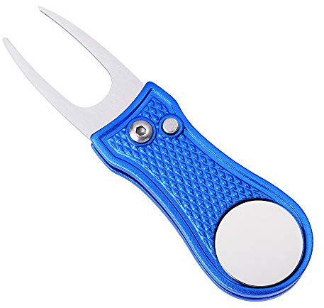 Mile High Life Outil multifonctionnel de Divot de Golf de Tout en métal Avec Bouton Pop-up et marqueur magnétique (Blue Bone)