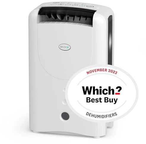 EcoAir DD1 Classic MK6 Black Desiccant Dehumidifier | Electronic Control | 7.5 L/Day | Quiet 34dBA | Ioniser | Silver Filter | Laundry | Timer | 6Kg | Home Garage Basement Boat