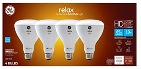 GE Relax LED Indoor Floodlight Bulbs, 10.5 Watt (65 Watt Equivalent) Soft White, Medium Base, Dimmable (4 Pack)