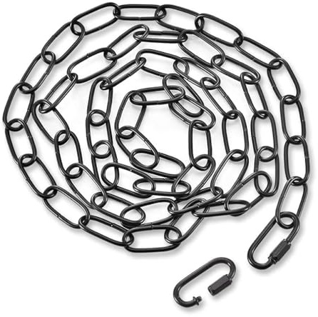 PEESIN 6 Feet Industrial Black Chain for Light Fixture, Adjusable Metal Chandelier Chains with Connection Lock, Replacement Black Chain Extension for Hanging Plants, 50 BL