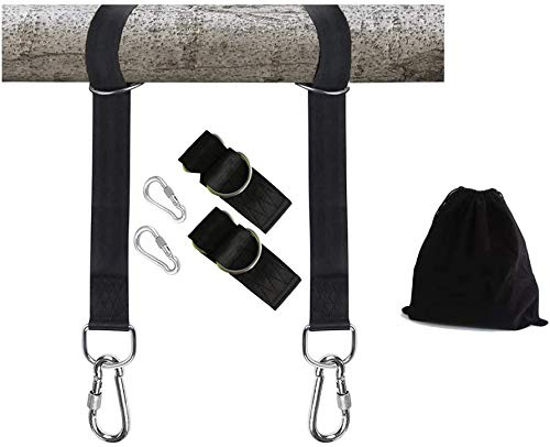 CACTiYE Set of 2 Hammock Straps2 Tree Swing Straps Hanging Kit (5ft, Black)
