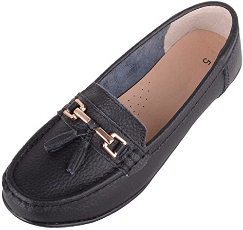 ABSOLUTE FOOTWEAR Womens Slip On Casual Leather Loafer Deck Boat Shoes Sandals
