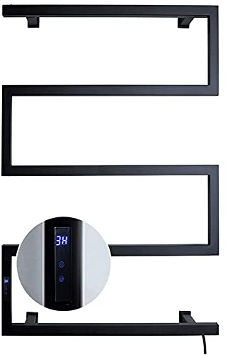 WPHH Radiatore Scaldasalviette Elettrico Bagno, Portasciugamani Elettrico Nero A Parete, Asciugabiancheria Termoarredo in Acciaio Inox 304 con Funzione di Temperatura E Tempo Regolabile,Plug in