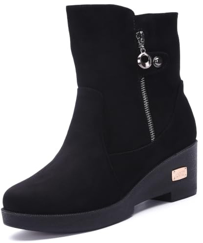 VLOOKST Botas para Mujer Cuña Botas Nieve Botines Invierno Talla 36-42 | Botines de Nieve con Forro Cálido Impermeables Antideslizantes Transpirable Botas de Moda Plataforma Botas Cortas al Tobillo