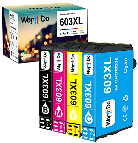 WORTHDO Tintenpatronen kompatibel für Epson 603XL 603 XL Druckerpatronen für Expression Home XP-2150 XP-2155 XP-3150 XP-3155 XP-4150 XP-4155 Workforce WF-2810 WF-2830 WF-2840 WF-2850 (4er-Pack)
