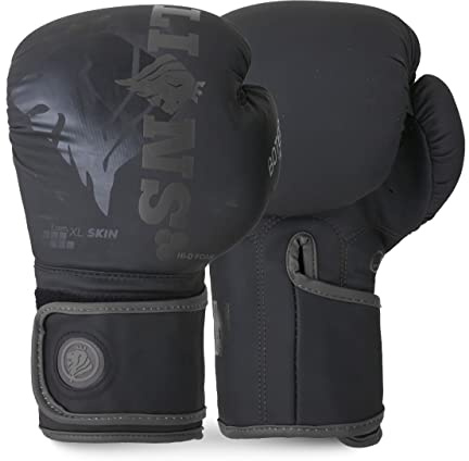 Lions Botega Boxing Gloves Black 6oz, Sparring Punching Punch Bag MMA Martial Arts Training Mitts, Ideal for Junior Kids