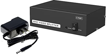 Premium 4-Way BNC Video Splitter for 1080p 4K HD TVI CVI AHD CCTV Camera and Analog BNC Inputs