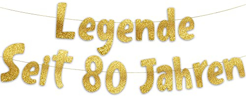 Lustige Banner, Glitzerbanner Legende Seit 80 Jahren, Partyzubehör zum 80. Geburtstag