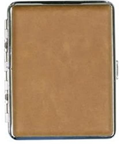 Set Zigarettenetui Metall Lederoptik 16 normale Zigaretten (85er) mit Piezo-Feuerzeug von simoneto / Bügel / 2seitig (Braun)