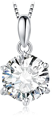 JewelryPalace Rundslipat 2ct Moissanite Solitaire-Kedjehänge, Smyckesset Med Simulerade Diamanter, Halsband För Damer Silver 925 Collier För Damer Med Sten, Smycken Till Flickor 45cm H-J