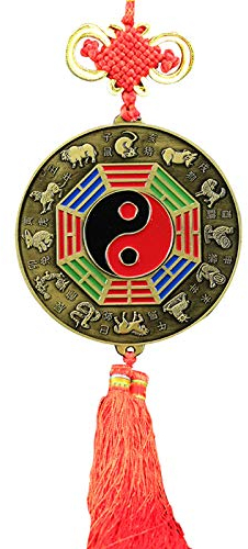 Spiegel for Wall Decor, Bagua Mirror, Traditional Chinese Feng Shui Mirror, Taoist Buddism, Chinese Zodiac Feng Shui Mirror Flat Mirror Pendant Home Decoration Pendant for Family Protection Convex (Si
