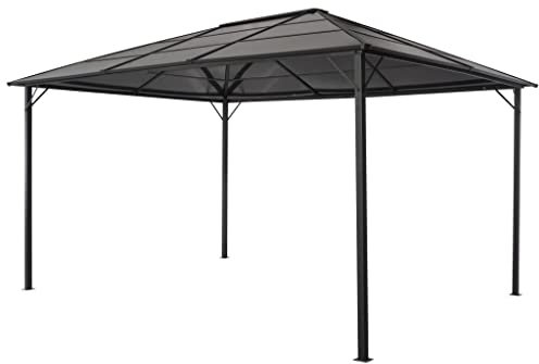 Gartenpavillon mit Dach, XIAOGUANG Faltpavillon, Pergola, Partyzelt, Standmarkise, Sonnenzelt, Garten Pavillion, Grillpavillon,Aluminium 4×3×2,6 m Schwarz
