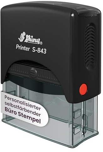 Just Refine selbstfärbender Stempel – 7 Größen – 4 Zeilen – personalisierbar – mit integriertem Stempelkissen – Gehäuse Weiß oder Schwarz – Kissen austauschbar – für Büro + privat (18 x 47 mm)