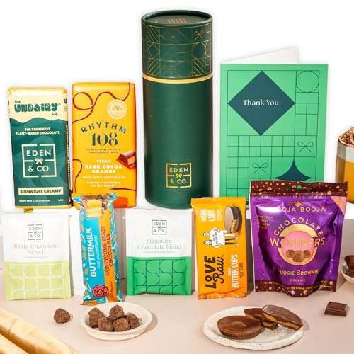 Gluten Free Hamper Gift Box with Truffles & Hot Chocolate Set, Thank You Gift Hamper For Her by EDEN & CO