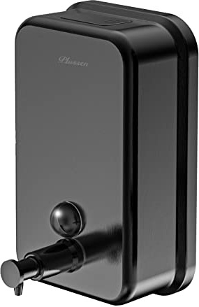 PLUSSEN seifenspender wandbefestigung schwarz, Edelstahl wandmontage, 1000 ml seifenspender wandmontage, Hygienic Easy Push soap Dispenser,rostfrei,verschleißfest und tropfsicher