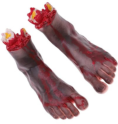 Toyvian 1 Paire Fausses Parties du Corps Sanglantes Parties du Corps Mort Halloween Pied Sanglant Effrayant Accessoire De Corps Suspendu Faux Pied Coupé Ornements Corps Humain Houx