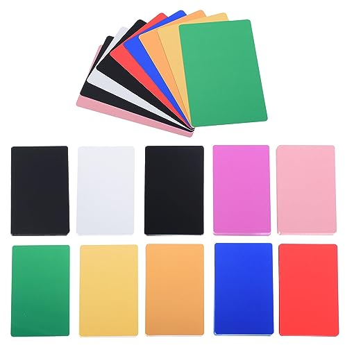 PATIKIL 300 Pack Metall Visitenkarten Leer 0.21mm Dicke 3.4x2.1 Aluminum Lasergravur Druckbare Namenskarte für Kunden Selbstbau 10 Farbe