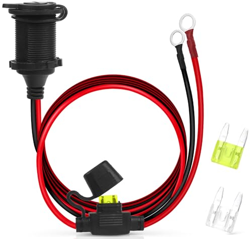 Zigarettenanzünder 12V/24V Verlängerung Steckdose Wasserdicht Marine Grade Auto Gleichstrom-Feuerzeugsteckdose mit 14AWG 20A Anschlusskabel für Auto Boot Motorrad