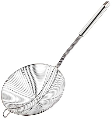 Ciieeo Colador De Acero Inoxidable Con Mango Ergonómico Espumadera Para Freír y Escurrir Pasta Fideos y Verduras Utensilio De Cocina