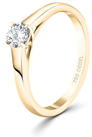 EDELIND Diamant Verlobungsring Damen Gold 750 Diamantring 0.3 Ct GIA-zertifiziert aus Gelbgold - Ringgröße 54 (17.2) - mit Schmuck Geschenkbox - Symbol der Liebe