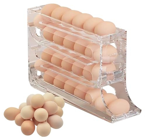 Soporte Para Huevos Para Frigorífico,Huevera De 4 Niveles Para Frigorífico,Dispensador De Huevos Para Refrigerador,contenedor De Almacenamiento De Huevos Rodante Automático Que Ahorran Espacio