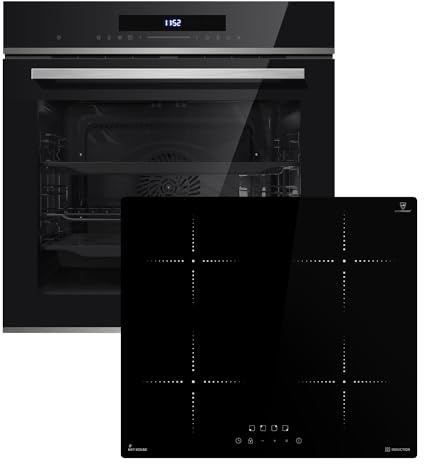 Autarkes Herdset: 60cm Einbaubackofen EB8019EDP + 59cm Induktionskochfeld IH85900RL | Pyrolyse | Pizzafunktion | Grill | Umluft | Heißluft | Teleskopauszüge | Automatik-Timer | SET8019IH859RL