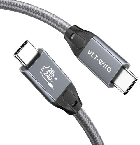 ULT-WIIQ 240W PD 3.1 Cable USB C a USB C 3.2 Gen 2x2 Carga Rápida 20Gbps Alta Velocidad Transferencia de Datos 4K@60Hz Video Nylon Trenzado Cable USB C para iPhone 15 Pro MacBook Samsung 2M