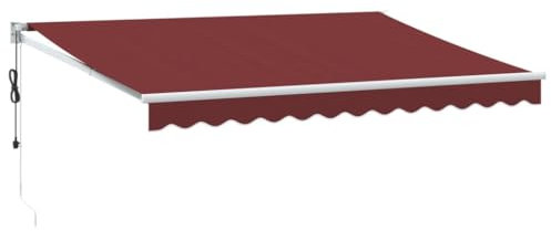 vidaXL Gelenkarmmarkise, Markise Ausziehbar Automatisch, Sonnenmarkise für Terrasse Balkon, Sonnenschutz Balkonmarkise Terrassenmarkise, Weinrot 350x250cm