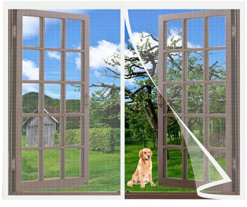 Magnet Fliegengitter Fenster,175x140cm Magnetvorhang Fliegennetz Moskitonetz,Insektenschutz Tür für Balkontür Kellertür Wohnzimmer Fliegenschutz ohne Bohren Weiß